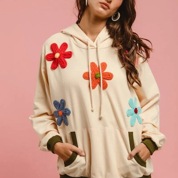 BiBi Patched Hoodie Top - Picture 1 of 7